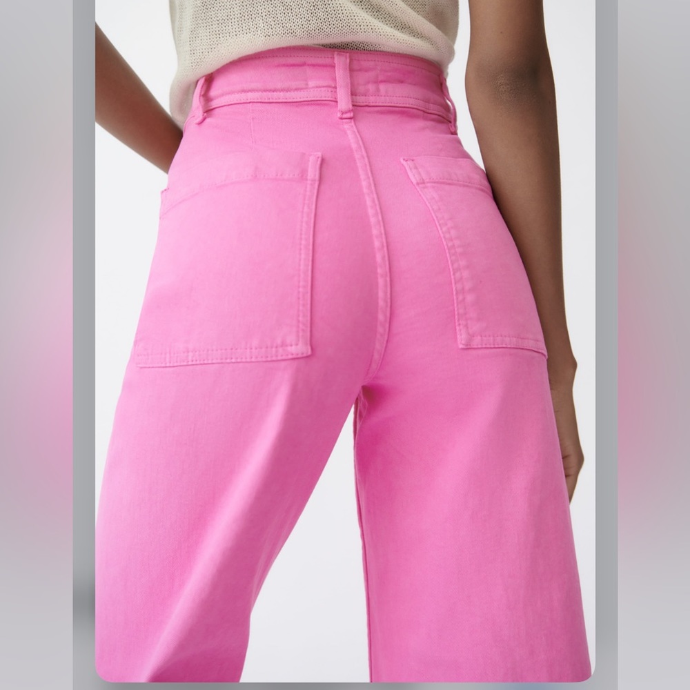 Zara Pink ZW Marine Straight-Leg High Waist Jeans